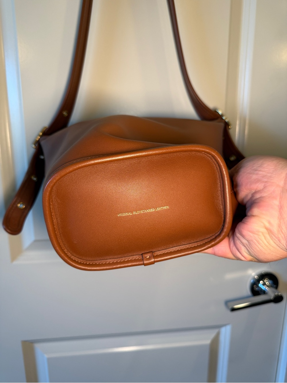 COACH - Duffle Sac Crossbody Bucket Bag in Amber Leather - Picture 6 of 15